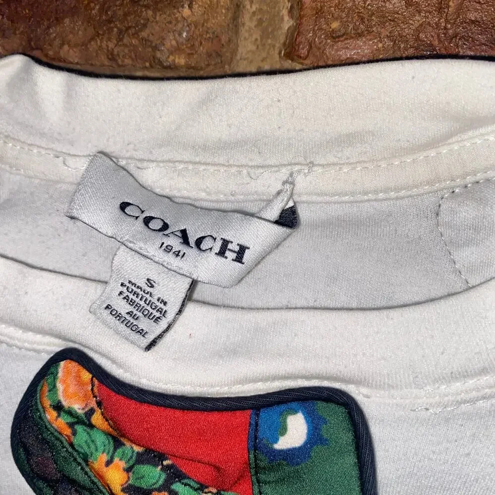 Coach White Western Yoke Short Sleeve Patch T-Shirt Women's Size Small